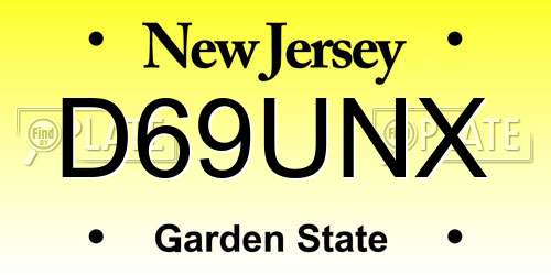 D69UNX New Jersey License Plate