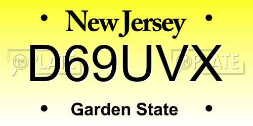 D69UVX New Jersey License Plate