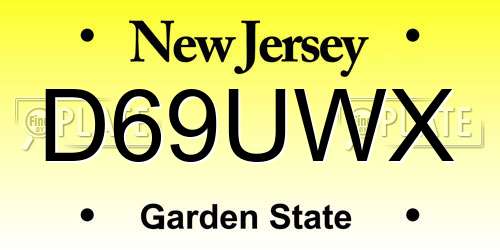 D69UWX New Jersey License Plate