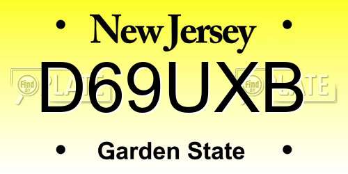D69UXB New Jersey License Plate