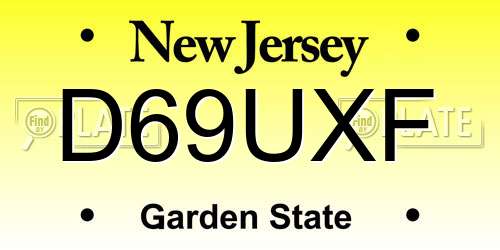 D69UXF New Jersey License Plate