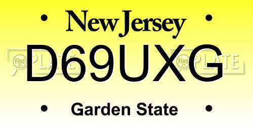 D69UXG New Jersey License Plate