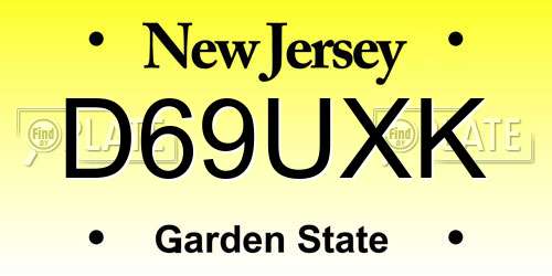 D69UXK New Jersey License Plate