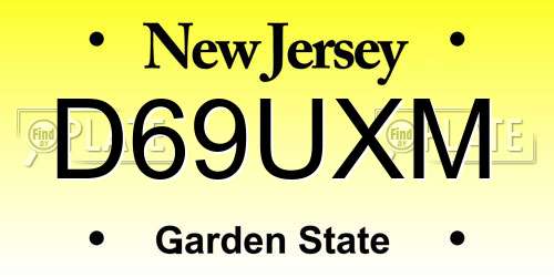 D69UXM New Jersey License Plate