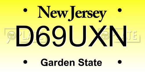 D69UXN New Jersey License Plate