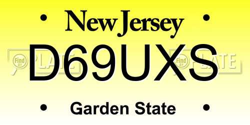 D69UXS New Jersey License Plate