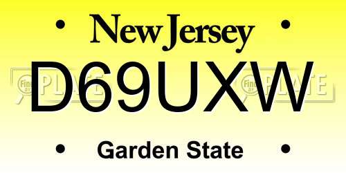 D69UXW New Jersey License Plate