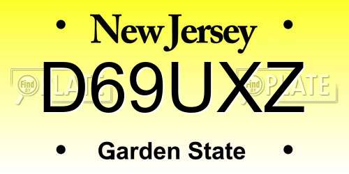 D69UXZ New Jersey License Plate