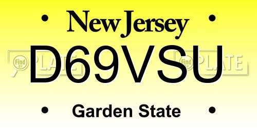D69VSU New Jersey License Plate