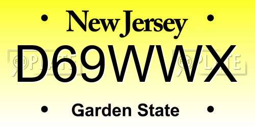 D69WWX New Jersey License Plate