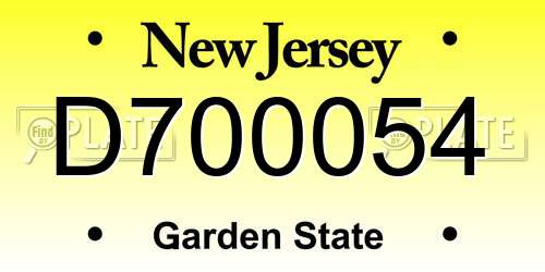 D700054 New Jersey License Plate