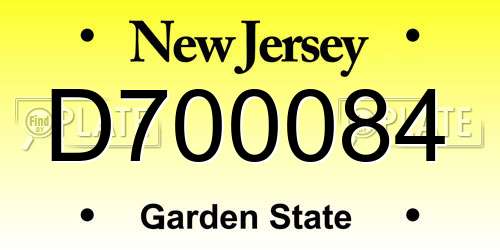 D700084 New Jersey License Plate