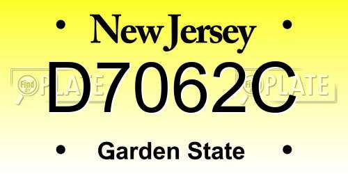 D7062C New Jersey License Plate