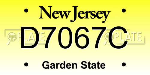 D7067C New Jersey License Plate