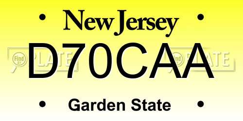 D70CAA New Jersey License Plate