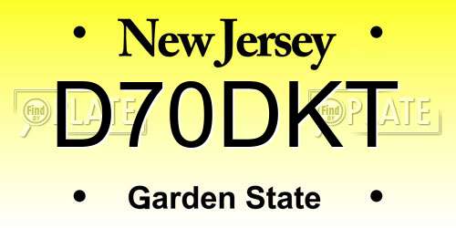 D70DKT New Jersey License Plate