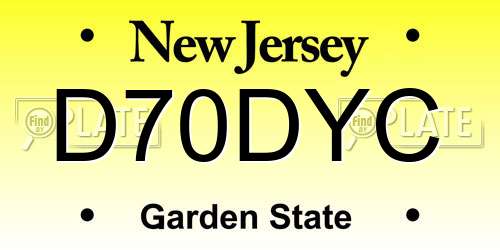 D70DYC New Jersey License Plate