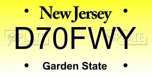 D70FWY New Jersey License Plate