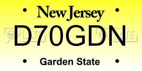 D70GDN New Jersey License Plate