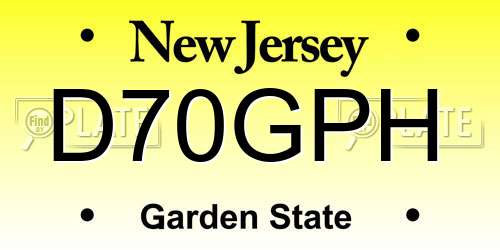 D70GPH New Jersey License Plate