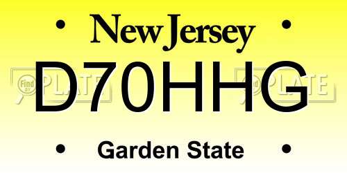 D70HHG New Jersey License Plate