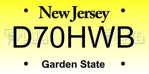 D70HWB New Jersey License Plate