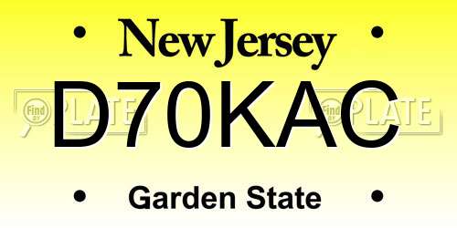 D70KAC New Jersey License Plate
