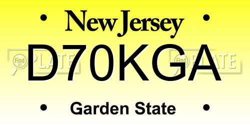 D70KGA New Jersey License Plate