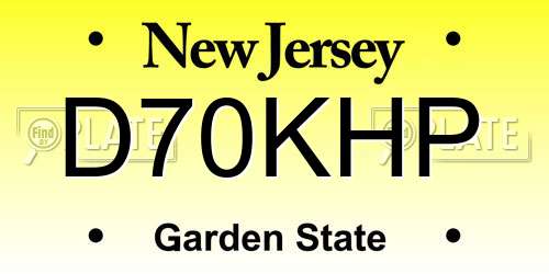 D70KHP New Jersey License Plate