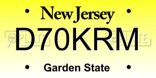 D70KRM New Jersey License Plate