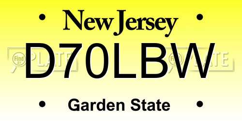 D70LBW New Jersey License Plate