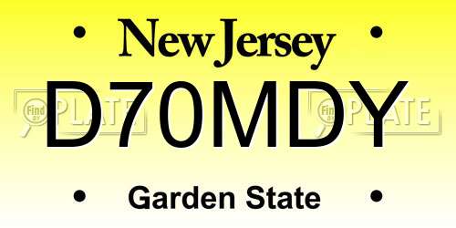 D70MDY New Jersey License Plate