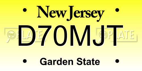D70MJT New Jersey License Plate