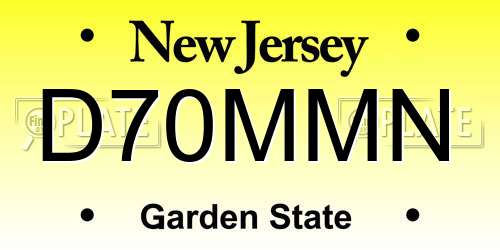 D70MMN New Jersey License Plate