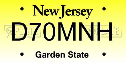 D70MNH New Jersey License Plate
