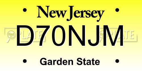 D70NJM New Jersey License Plate