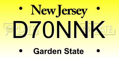D70NNK New Jersey License Plate