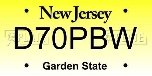 D70PBW New Jersey License Plate