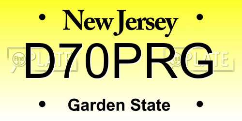D70PRG New Jersey License Plate