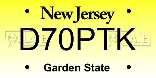 D70PTK New Jersey License Plate