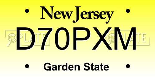D70PXM New Jersey License Plate
