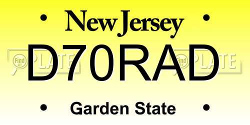 D70RAD New Jersey License Plate