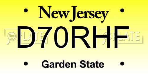 D70RHF New Jersey License Plate