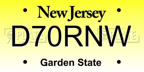 D70RNW New Jersey License Plate