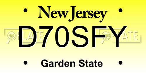 D70SFY New Jersey License Plate