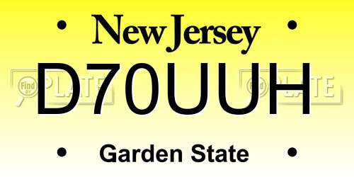 D70UUH New Jersey License Plate