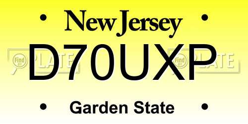D70UXP New Jersey License Plate