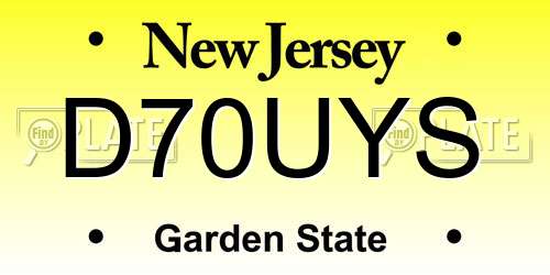 D70UYS New Jersey License Plate
