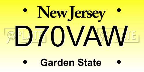 D70VAW New Jersey License Plate