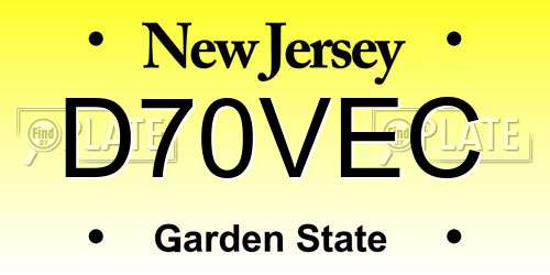 D70VEC New Jersey License Plate